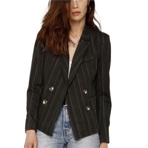 LIKE NEW Heartloom Women's Black Pinstripe Double Breasted Blazer Size M